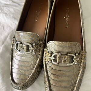 Donald J. Pliner Metallic Crocodile Loafers